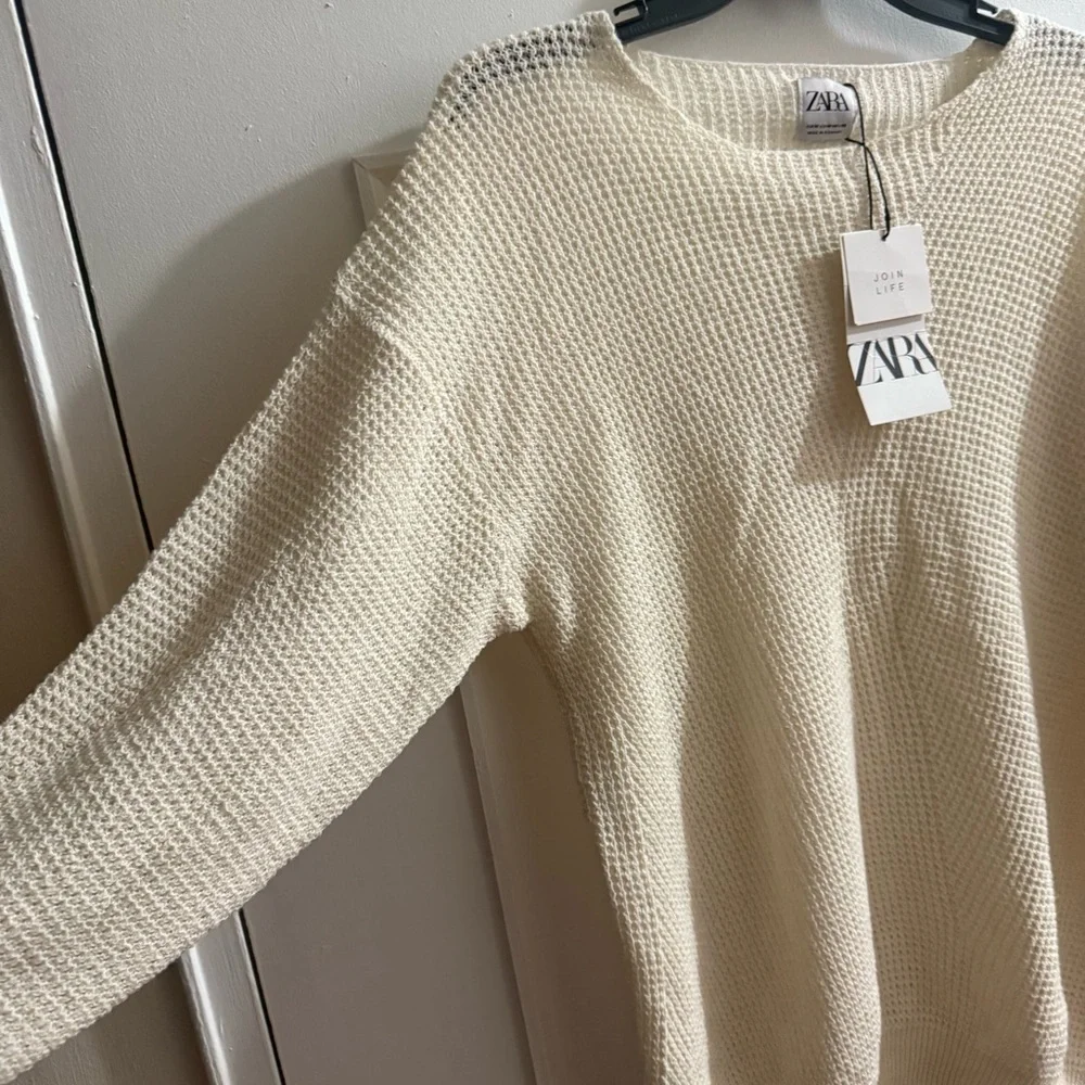 NWT Zara Beige Women's Crew Neck Sweater - Picture 5 of 5